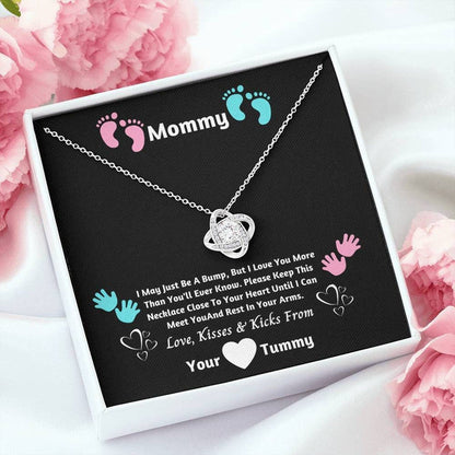 Mom Necklace, Love Kisses And Kicks From Love Knot Necklace Tummy Gift For Mom