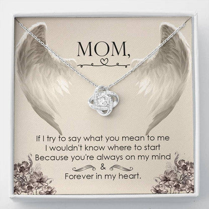 MOM NECKLACE, LOVE KNOT NECKLACE GIFT FOR MOM FOREVER IN MY HEART