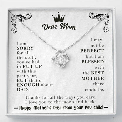 MOM NECKLACE, LOVE KNOT NECKLACE GIFT FOR MOM HAPPY MOTHER'S DAY FROM YOUR FAV CHILD