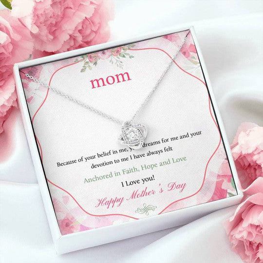 Mom Necklace, Love Knot Necklace Gift For Mom Hope And Love