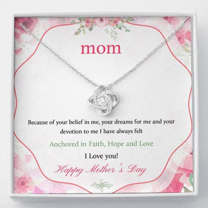 MOM NECKLACE, LOVE KNOT NECKLACE GIFT FOR MOM HOPE AND LOVE