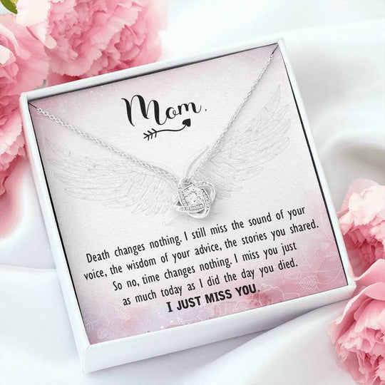 Mom Necklace, Love Knot Necklace Gift For Mom I Just Miss You