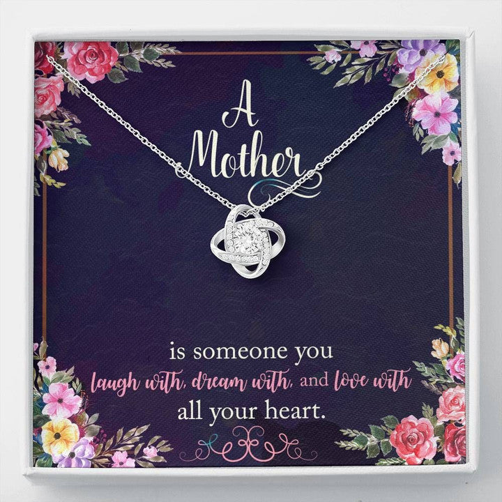 MOM NECKLACE, LOVE WITH ALL YOUR HEART LOVE KNOT NECKLACE GIFT FOR MOM