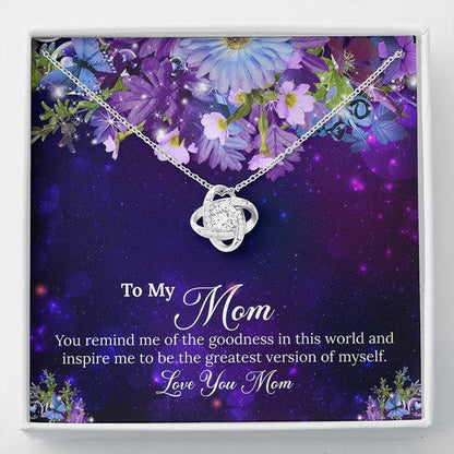 MOM NECKLACE, LOVE YOU MOM PURPLE GALAXY GIFT FOR MOM LOVE KNOT NECKLACE