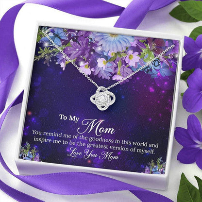 Mom Necklace, Love You Mom Purple Galaxy Gift For Mom Love Knot Necklace