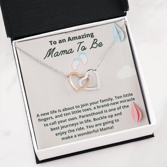 Mom Necklace, Mama To Be Necklace Gift, Gift For Expecting Moms Two Hearts Necklace, Gift Mom To Be, New Mom Gift, Pregnancy Gift