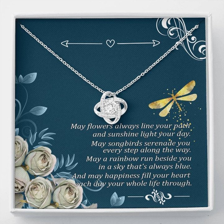 MOM NECKLACE, MAY FLOWERS ALWAYS LINE YOUR PATH LOVE KNOT NECKLACE FOR MOM
