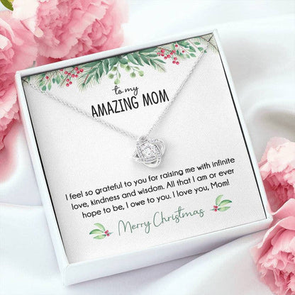 Mom Necklace, Merry Christmas Love You Gift For Mom Love Knot Necklace