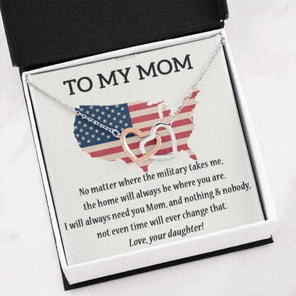 Mom Necklace, Mom Necklace, Mom Birthday Necklace, July 4Th Patriotic For Mom, Interlocking Necklace, Independence Day Gift For Mom