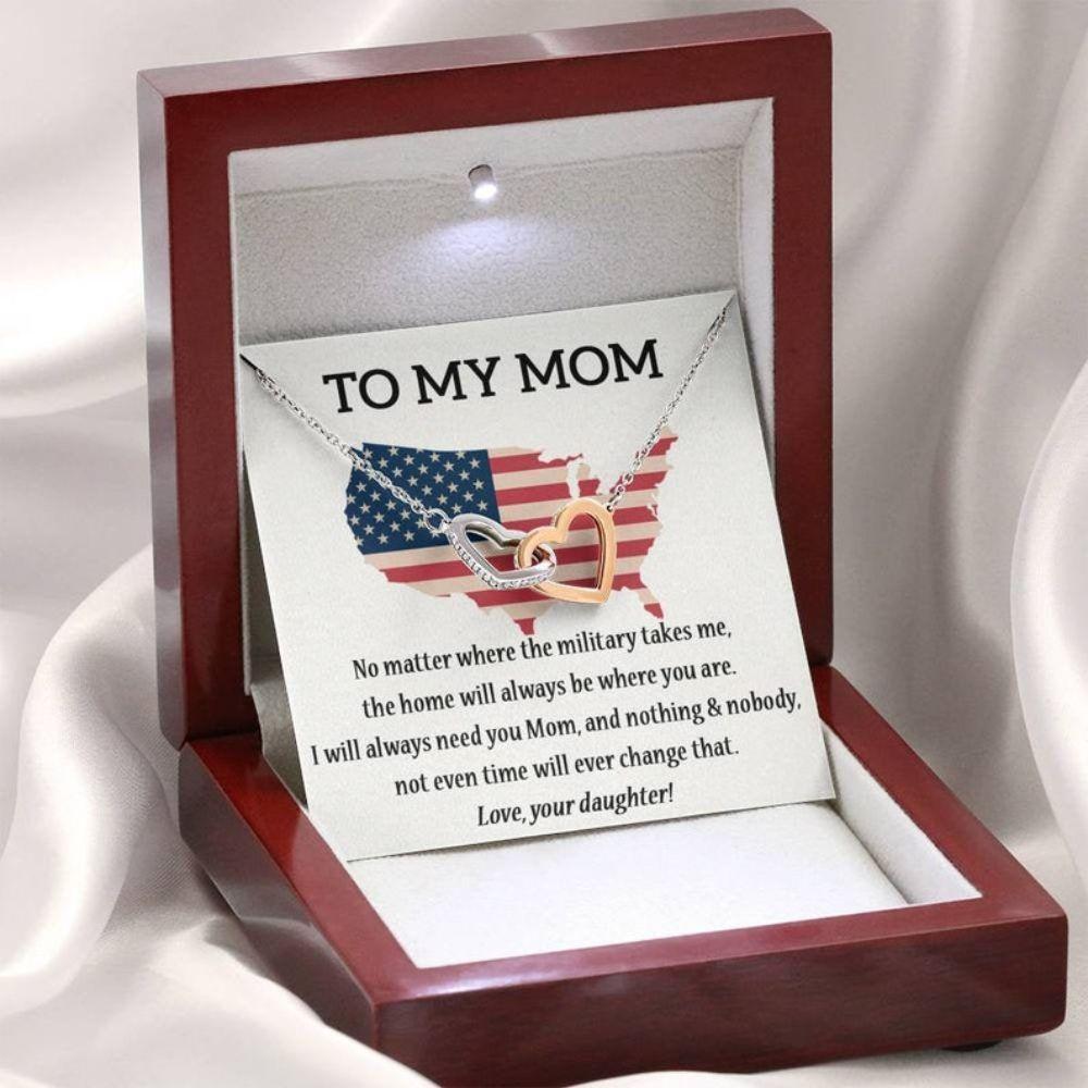 Mom Necklace, Mom Necklace, Mom Birthday Necklace, July 4Th Patriotic For Mom, Interlocking Necklace, Independence Day Gift For Mom