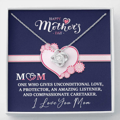 MOM NECKLACE, MOM ONE WHO GIVES UNCONDITIONALLY LOVE GIFT FOR MOM LOVE KNOT NECKLACE