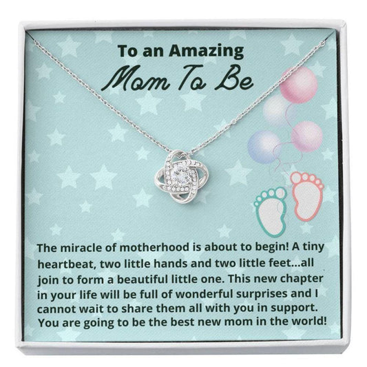 Mom Necklace, Mom To Be Necklace Gift, Gift Love Knot Necklace For Expecting Moms, Mom To Be, New Mom Gift, Pregnancy Gift