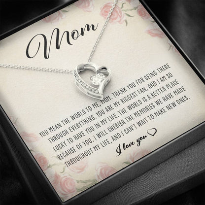 Mom Necklace, Mom You Mean The World To Me “ Forever Love Necklace