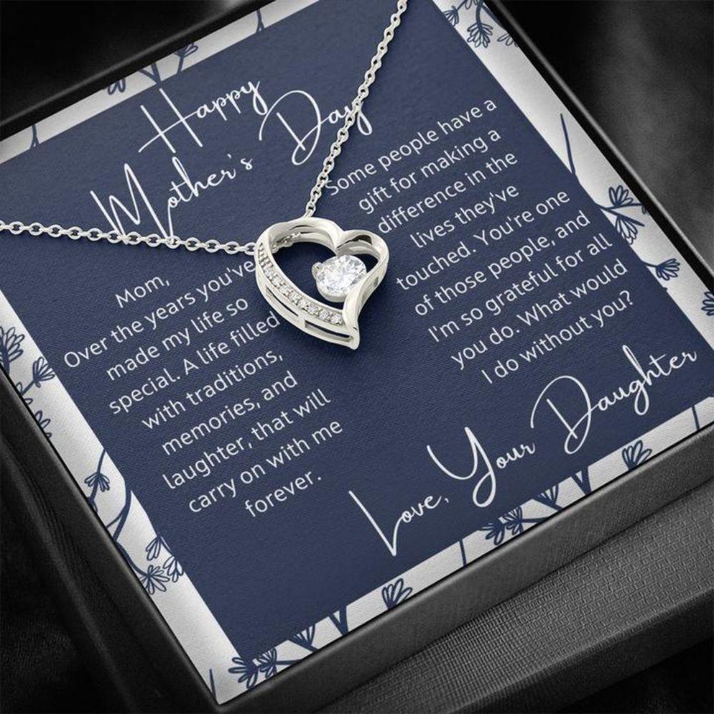 Mom Necklace, Mother's Day Gift From Daughter - What Would I Do-  Gift Necklace Message Card
