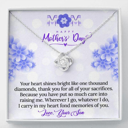 Mom Necklace, Mother's Day Gift - To Mom From Son - Gift Necklace Message Card