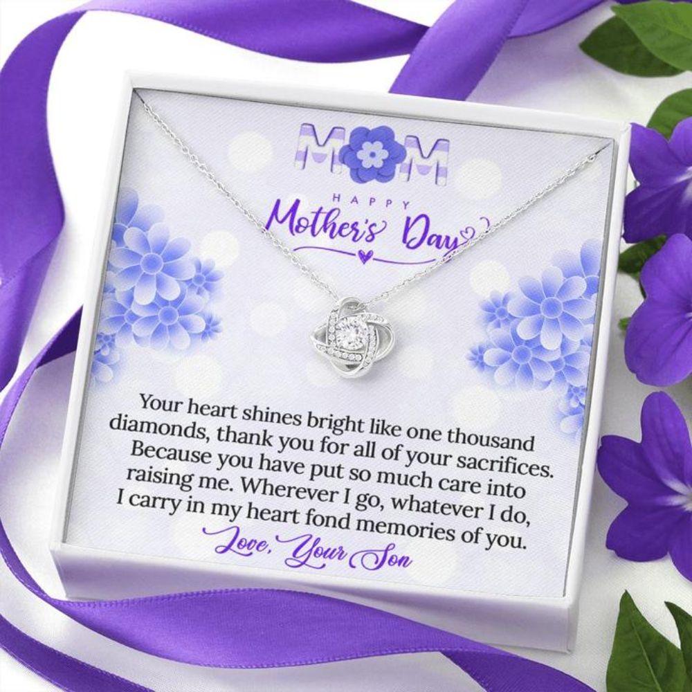 Mom Necklace, Mother’S Day Gift “ To Mom From Son “ Gift Necklace Message Card