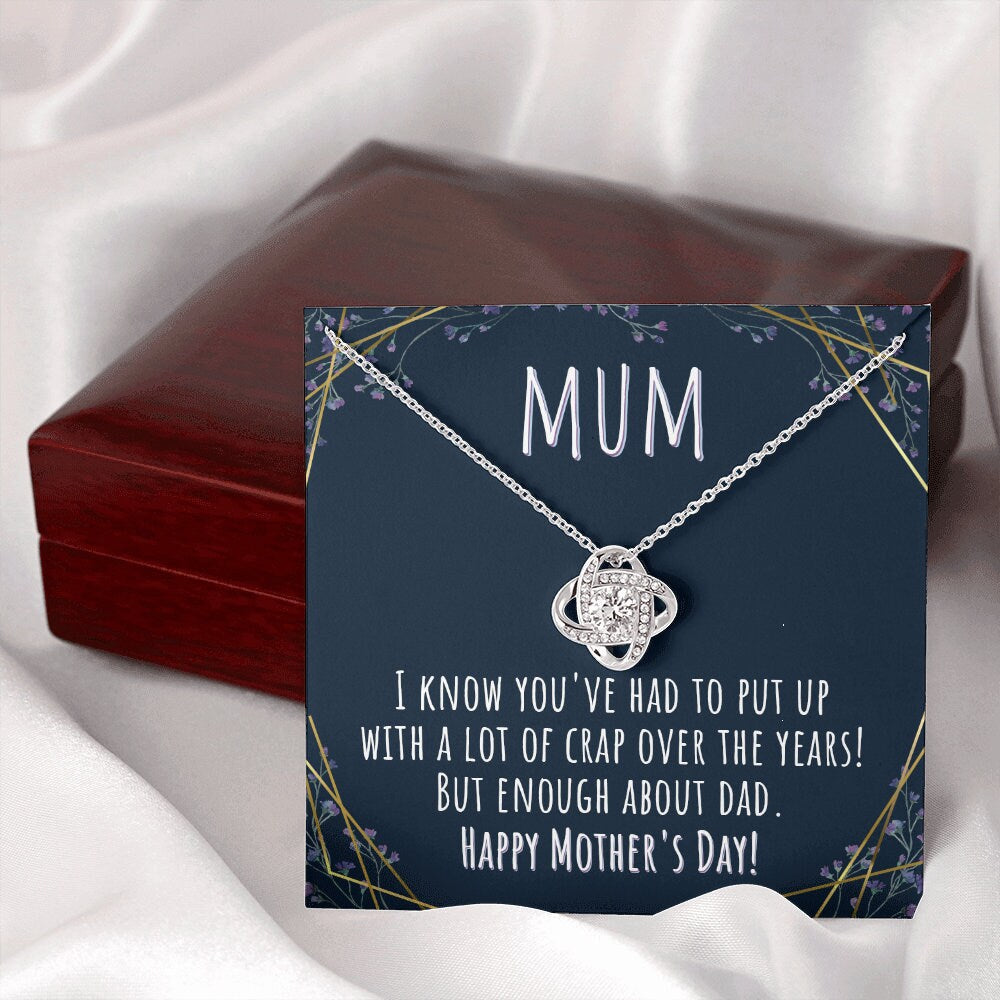 Mom Necklace, Mum Gift Mother’S Day Love Knot Necklace, Gift For Mom
