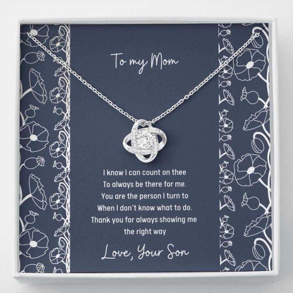 Mom Necklace - Necklace For Mom - Gift Necklace Message Card - To Mom From Son Count On Thee 