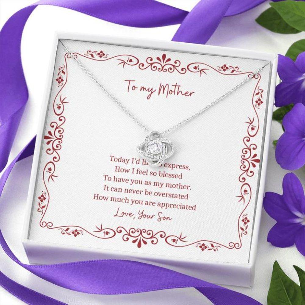 Mom Necklace “ Necklace For Mom “ Gift Necklace Message Card “ To Mom From Son Red Border