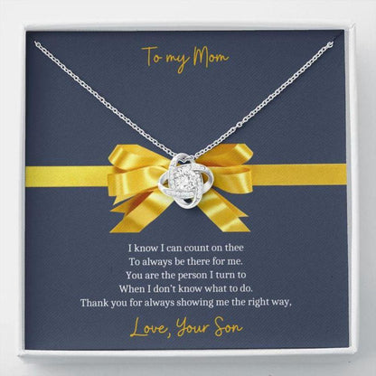Mom Necklace - Necklace For Mom - Gift Necklace Message Card - To Mom From Son Yellow Bow 