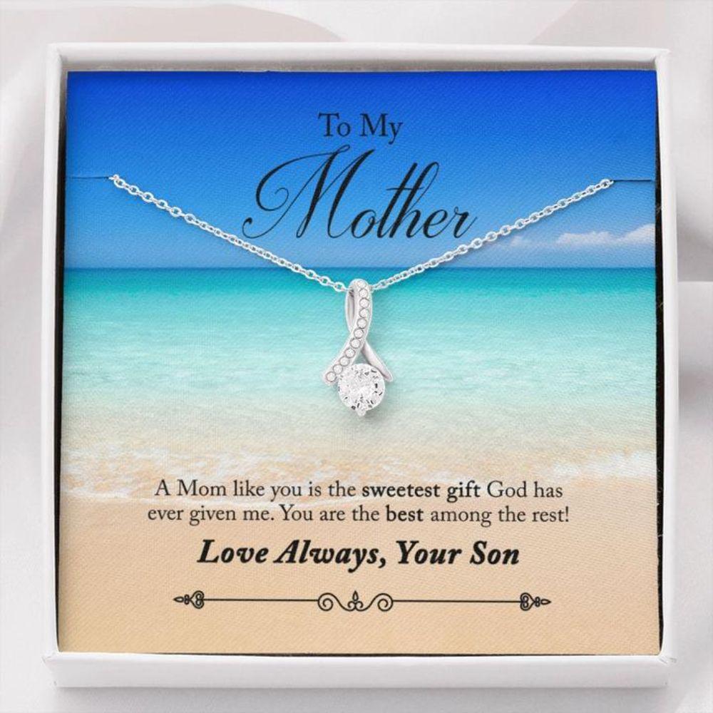 Mom Necklace - Necklace For Mom - Gift Necklace With Message Card Mom Beach