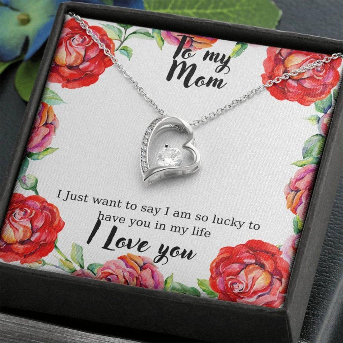 Mom Necklace, Necklace For Mom, Gifts For Mom, Heart Necklace For My Mom,Valentines Day Necklace For Mom
