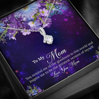 Mom Necklace “ Necklace For Mom “ Necklace With Message Card To My Mom Purple Flowers