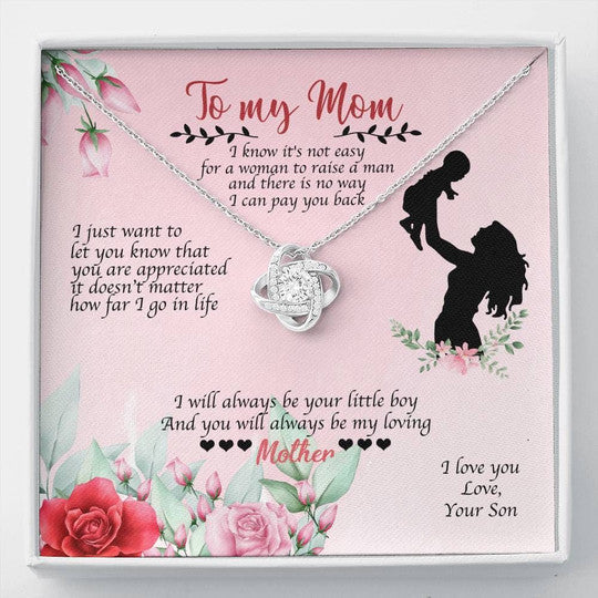 MOM NECKLACE, SON GIFT FOR MOM LOVE KNOT NECKLACE YOU ARE MY APPRECIATED