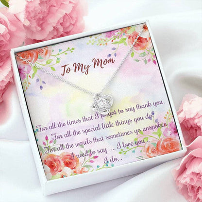 Mom Necklace, Spring Season Background Gift For Mom Love Knot Necklace Thank You