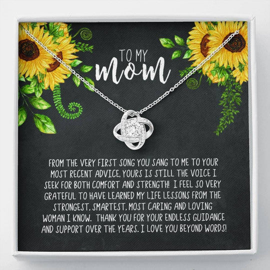 MOM NECKLACE, SUNFLOWER GIFT FOR MOM LOVE KNOT NECKLACE I LOVE YOU BEYOND WORDS