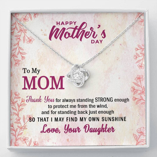 MOM NECKLACE, THANK YOU FOR ALWAYS STANDING TO PROTECT ME GIFT FOR MOM LOVE KNOT NECKLACE