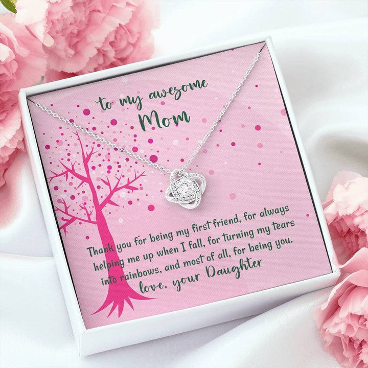 Mom Necklace, Thank You For Being You Love Knot Necklace Gift For Mom