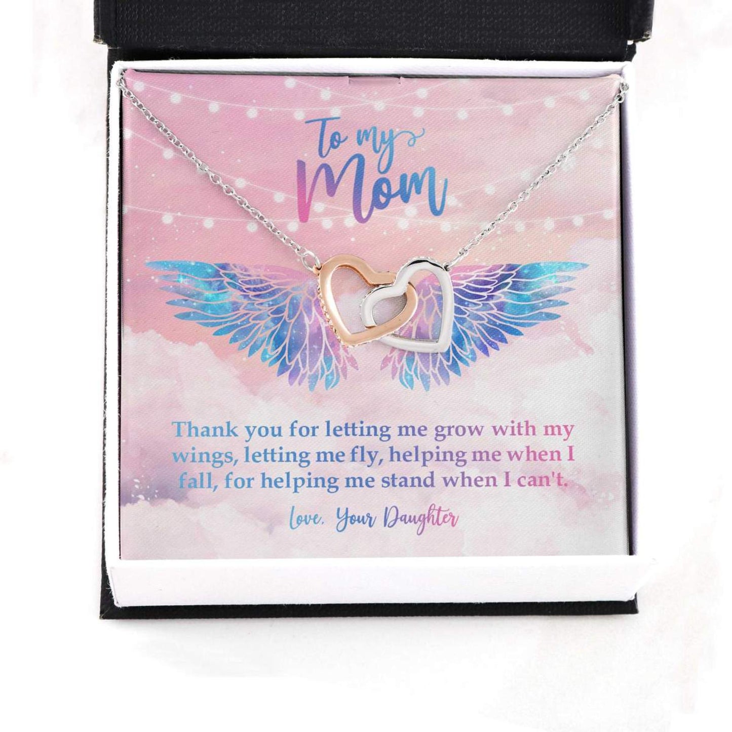Mom Necklace, Thank You For Letting Me Grow With My Wings Necklace