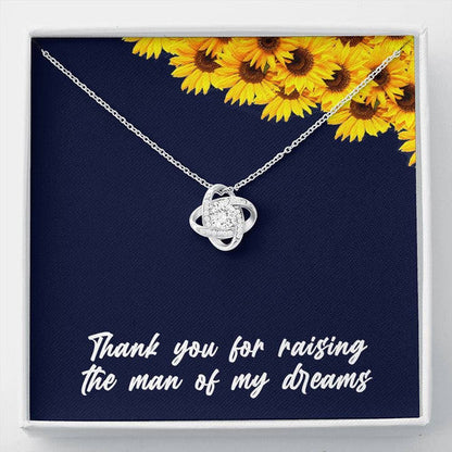 MOM NECKLACE, THANK YOU LOVE KNOT NECKLACE WITH MAHOGANY GIFT BOX FOR MOM