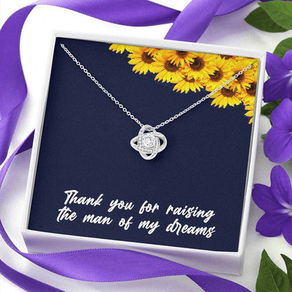 Mom Necklace, Thank You Love Knot Necklace With Mahogany Gift Box For Mom