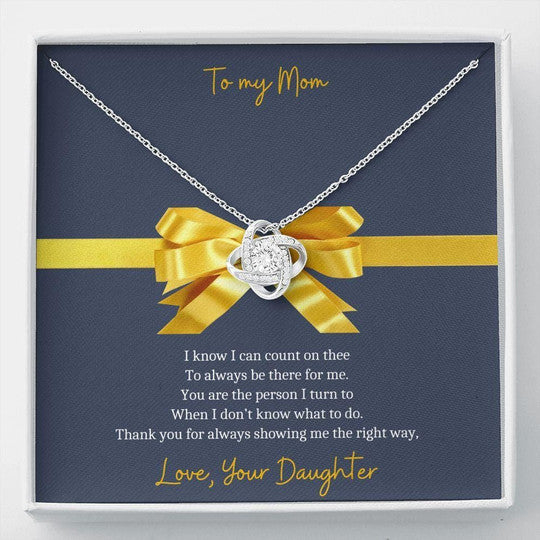 MOM NECKLACE, THANKS FOR ALWAYS SHOWING ME THE RIGHT WAY YELLOW BOW, GIFT FOR MOM NECKLACE
