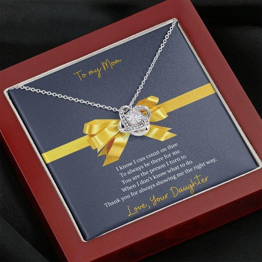 Mom Necklace, Thanks For Always Showing Me The Right Way Yellow Bow, Gift For Mom Necklace