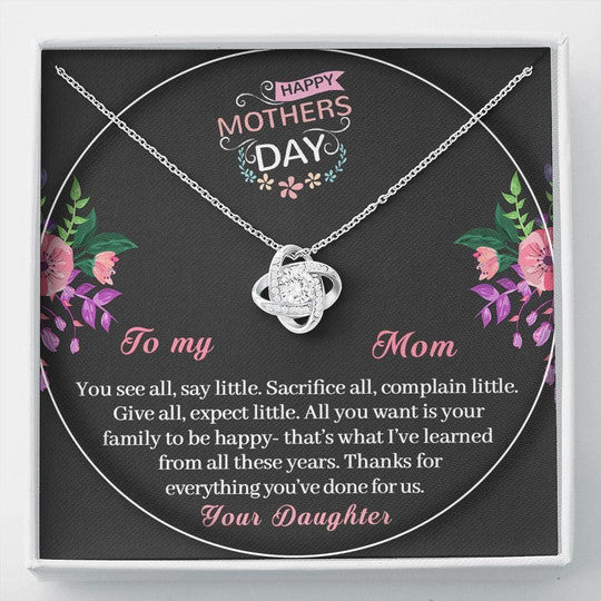 MOM NECKLACE, THANKS FOR EVERYTHING YOU'VE DONE FOR US GIFT FOR MOM LOVE KNOT NECKLACE