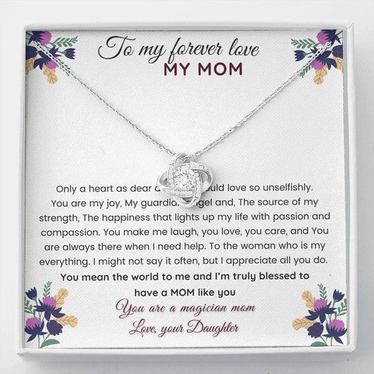 MOM NECKLACE, THE LOVE KNOT NECKLACE GIFT FOR MOM YOU MEAN THE WORLD TO ME