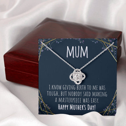 Mom Necklace, To Mum Mother’S Day Love Knot Necklace, Gift From Daughter Or Son