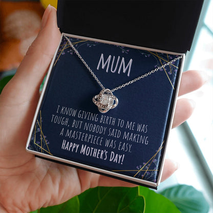 Mom Necklace, To Mum Mother's Day Love Knot Necklace, Gift From Daughter Or Son