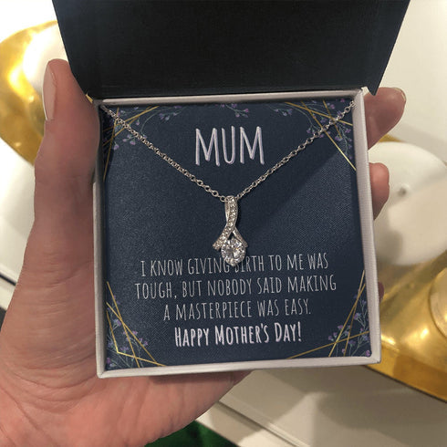 Mom Necklace, To Mum Mother’S Day Necklace Alluring Necklace Funny Giving Birth Was Tough Message Card Fun Present From Daughter Or Son