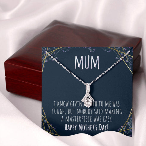Mom Necklace, To Mum Mother’S Day Necklace Alluring Necklace Funny Giving Birth Was Tough Message Card Fun Present From Daughter Or Son