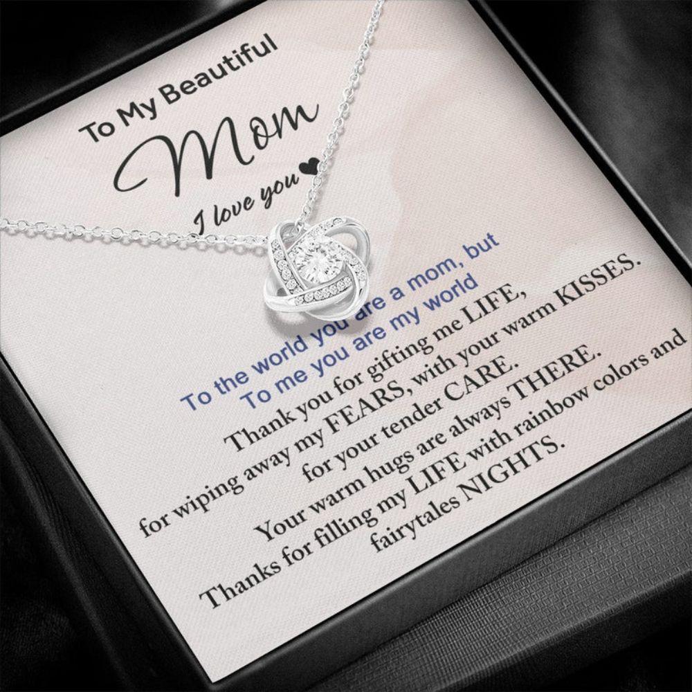 Mom Necklace, To My Beautiful Mom Necklace, Best Gifts For Mom On Mothers Day, Mom Birthday Necklace From Daughter, Mom And Daughter Necklace, Mom Jewelry