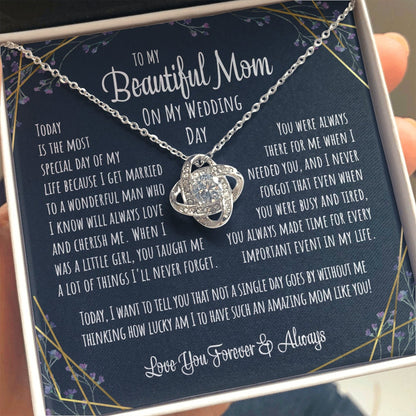 Mom Necklace, To My Beautiful Mom On My Wedding Day, Gift For The Mother Of The Bride Necklace From Daughter To Mother Gift