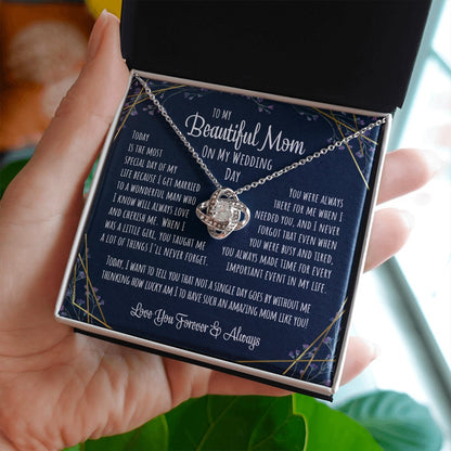 Mom Necklace, To My Beautiful Mom On My Wedding Day, Gift For The Mother Of The Bride Necklace From Daughter To Mother Gift