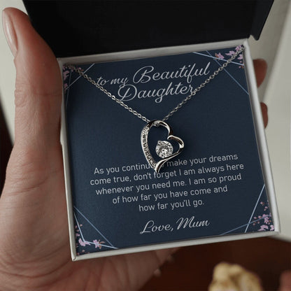 Mom Necklace, To My Daughter From Mum Jewellery Gift For Daughter From Mother - Forever Love Necklace