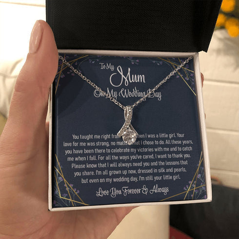 Mom Necklace, To My Mum On My Wedding Day Gift For The Mother Of The Bride Alluring Necklace From Daughter Jewelry Gift From Bride To Her Mother