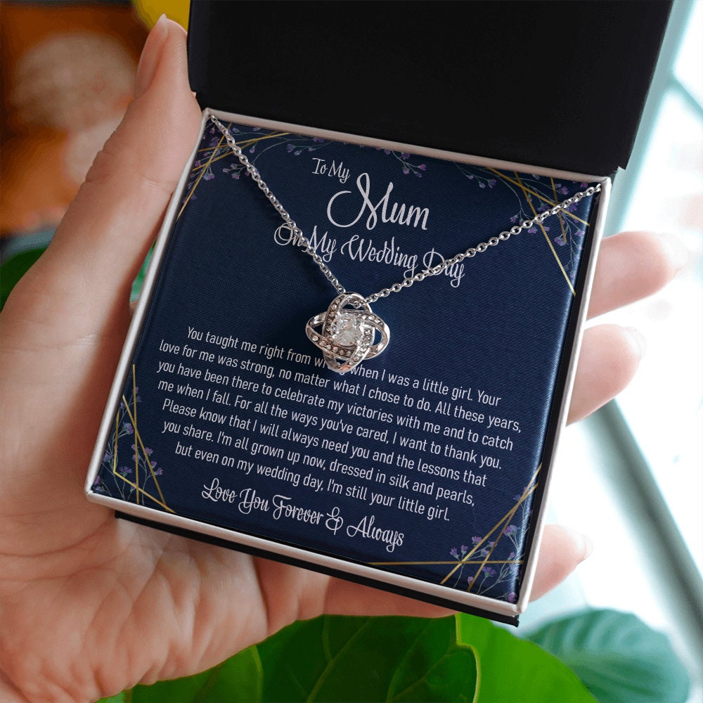 Mom Necklace, To My Mum On My Wedding Day Gift For The Mother Of The Bride Love Knot Necklace From Daughter Gift