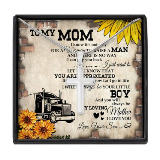 Mom Necklace, Trucker�s Mother Gift To My Loving Mom Jewelry For Mom Cross Necklace